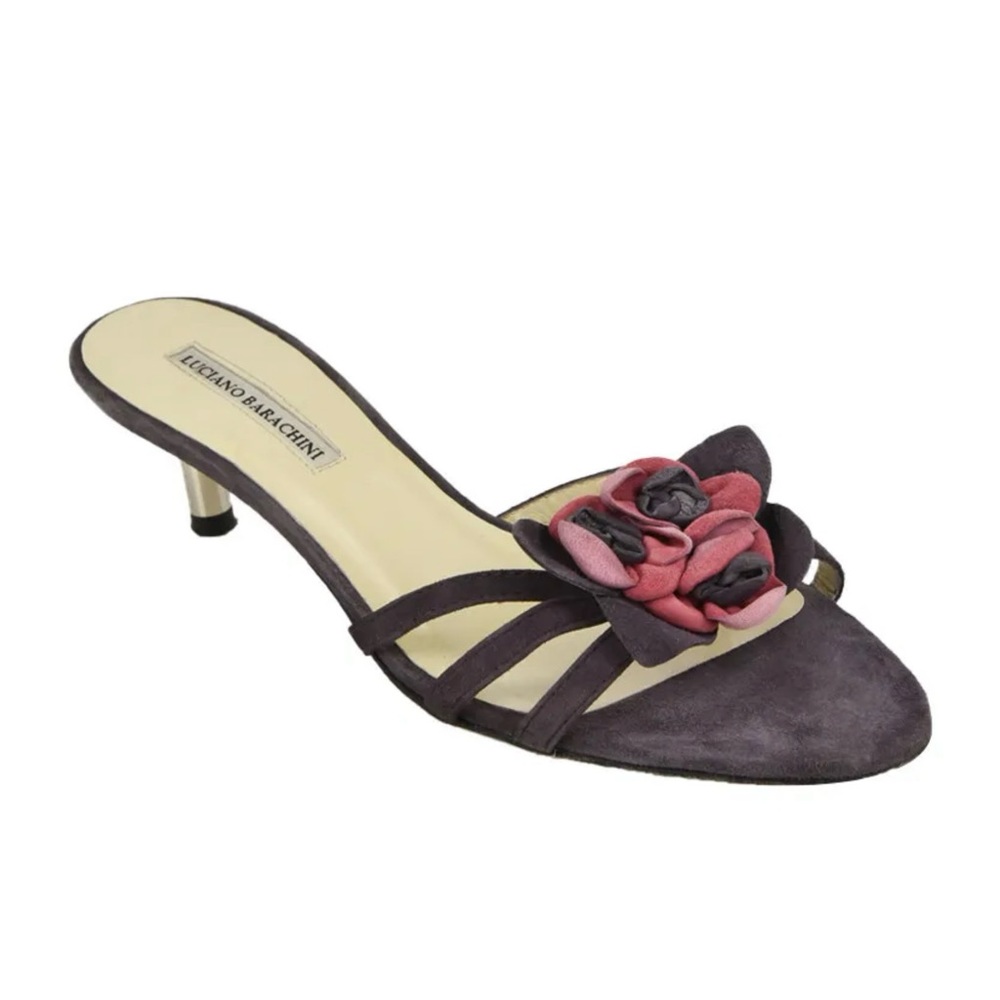 Luciano Barachini | Sandal | Plum and Mauve Suede | Kitten Heel | 39/9